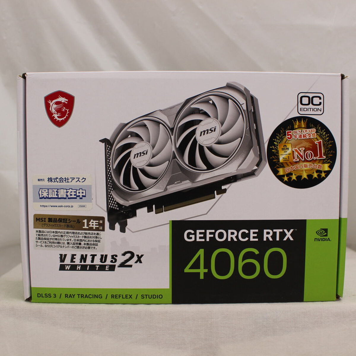 中古 MSI GeForce RTX 4060 VENTUS 2X WHITE 8G OC (RTX4060 8GB) 188919